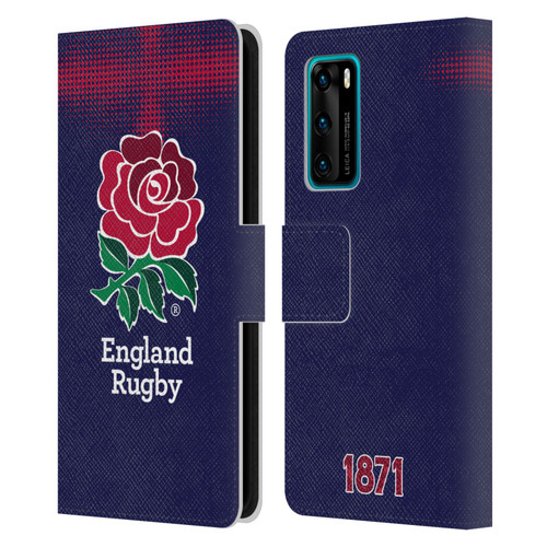 England Rugby Union 2016/17 The Rose Alternate Kit Leather Book Wallet Case Cover For Huawei P40 5G
