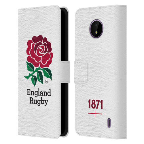 England Rugby Union 2016/17 The Rose Home Kit Leather Book Wallet Case Cover For Nokia C10 / C20