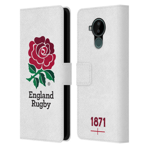 England Rugby Union 2016/17 The Rose Home Kit Leather Book Wallet Case Cover For Nokia C30
