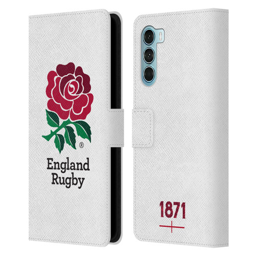 England Rugby Union 2016/17 The Rose Home Kit Leather Book Wallet Case Cover For Motorola Edge S30 / Moto G200 5G