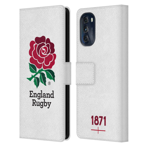 England Rugby Union 2016/17 The Rose Home Kit Leather Book Wallet Case Cover For Motorola Moto G (2022)