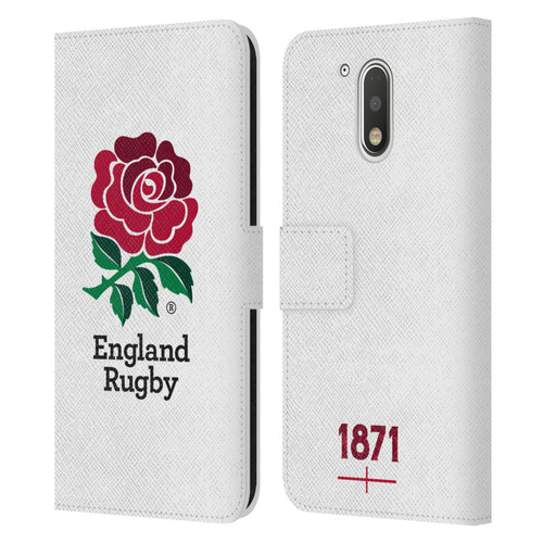 England Rugby Union 2016/17 The Rose Home Kit Leather Book Wallet Case Cover For Motorola Moto G41