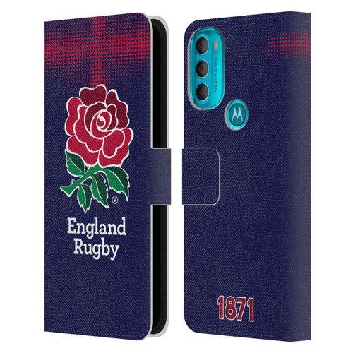 England Rugby Union 2016/17 The Rose Alternate Kit Leather Book Wallet Case Cover For Motorola Moto G71 5G