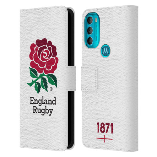 England Rugby Union 2016/17 The Rose Home Kit Leather Book Wallet Case Cover For Motorola Moto G71 5G