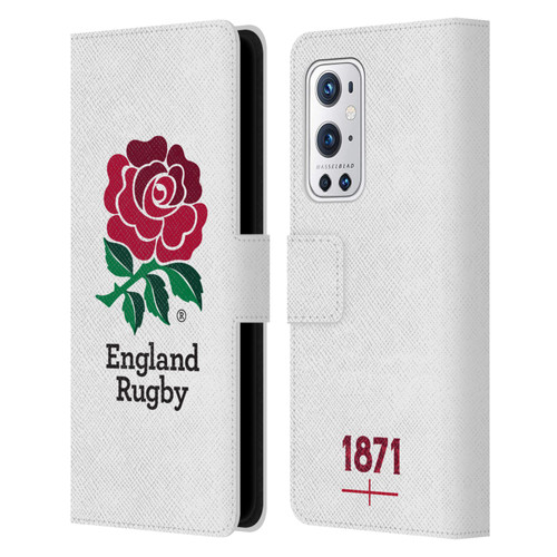 England Rugby Union 2016/17 The Rose Home Kit Leather Book Wallet Case Cover For OnePlus 9 Pro