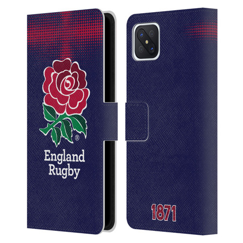 England Rugby Union 2016/17 The Rose Alternate Kit Leather Book Wallet Case Cover For OPPO Reno4 Z 5G