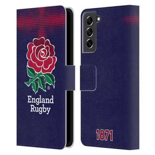 England Rugby Union 2016/17 The Rose Alternate Kit Leather Book Wallet Case Cover For Samsung Galaxy S21 FE 5G