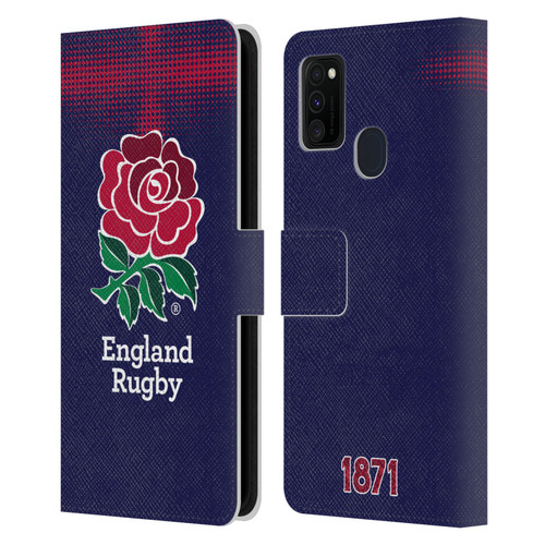 England Rugby Union 2016/17 The Rose Alternate Kit Leather Book Wallet Case Cover For Samsung Galaxy M30s (2019)/M21 (2020)