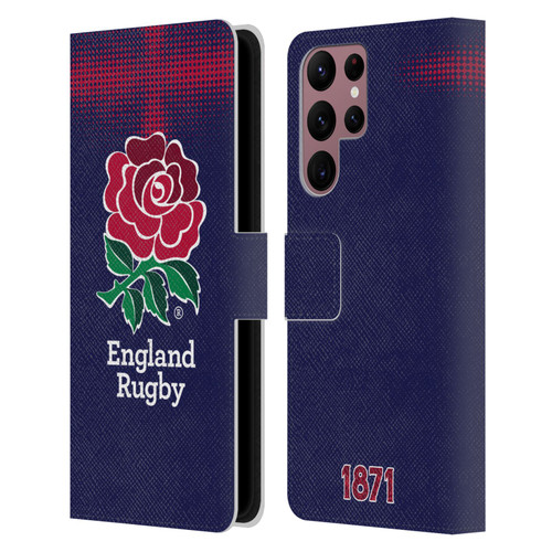 England Rugby Union 2016/17 The Rose Alternate Kit Leather Book Wallet Case Cover For Samsung Galaxy S22 Ultra 5G