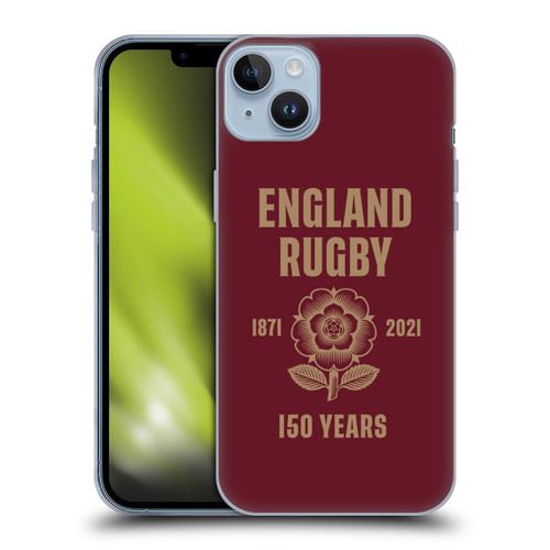 England Rugby Union 150th Anniversary Red Soft Gel Case for Apple iPhone 14 Plus