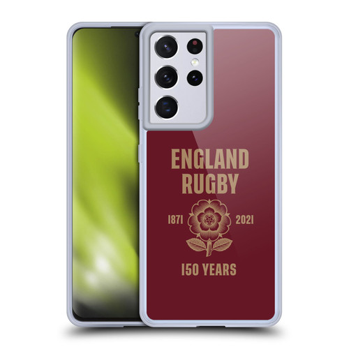 England Rugby Union 150th Anniversary Red Soft Gel Case for Samsung Galaxy S21 Ultra 5G
