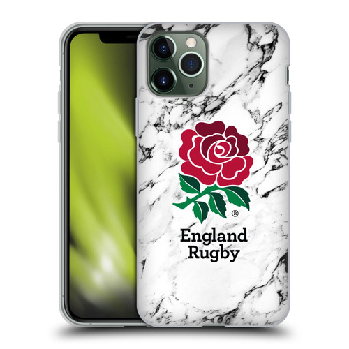England Rugby Union Marble White Soft Gel Case for Apple iPhone 11 Pro