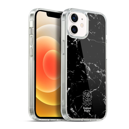 England Rugby Union Marble Black Soft Gel Case for Apple iPhone 12 / iPhone 12 Pro & MagSafe