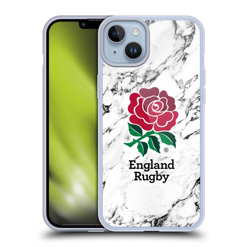 England Rugby Union Marble White Soft Gel Case for Apple iPhone 14 Plus