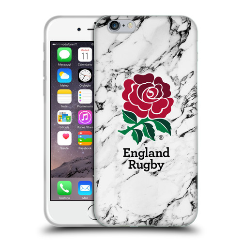 England Rugby Union Marble White Soft Gel Case for Apple iPhone 6 / iPhone 6s