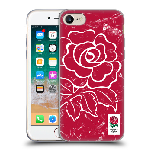 England Rugby Union Marble Red Soft Gel Case for Apple iPhone 7 / 8 / SE 2020 & 2022