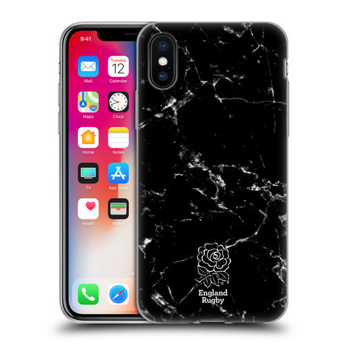 England Rugby Union Marble Black Soft Gel Case for Apple iPhone X / iPhone XS