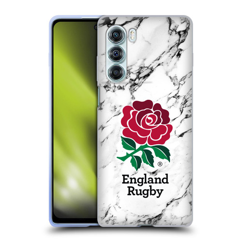 England Rugby Union Marble White Soft Gel Case for Motorola Edge S30 / Moto G200 5G