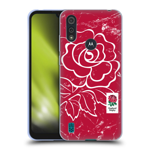 England Rugby Union Marble Red Soft Gel Case for Motorola Moto E6s (2020)
