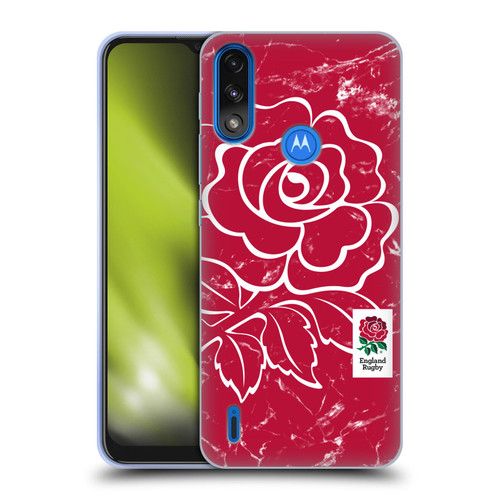 England Rugby Union Marble Red Soft Gel Case for Motorola Moto E7 Power / Moto E7i Power