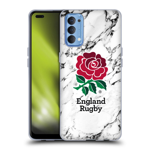 England Rugby Union Marble White Soft Gel Case for OPPO Reno 4 5G