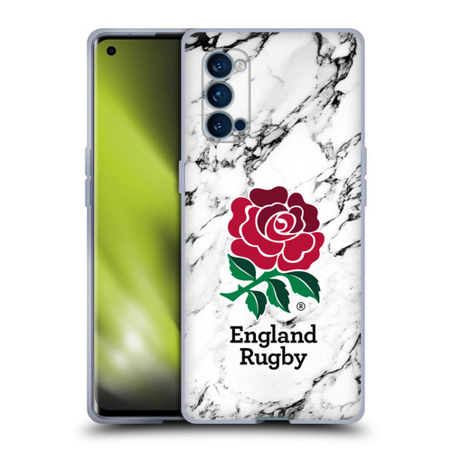 England Rugby Union Marble White Soft Gel Case for OPPO Reno 4 Pro 5G