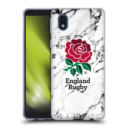 England Rugby Union Marble White Soft Gel Case for Samsung Galaxy A01 Core (2020)