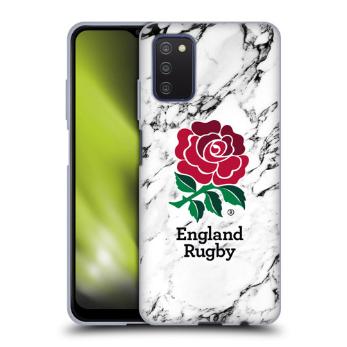 England Rugby Union Marble White Soft Gel Case for Samsung Galaxy A03s (2021)