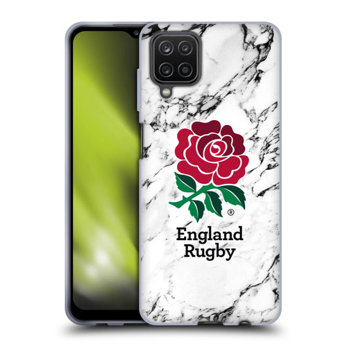England Rugby Union Marble White Soft Gel Case for Samsung Galaxy A12 (2020)