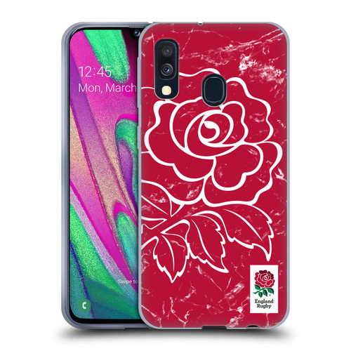 England Rugby Union Marble Red Soft Gel Case for Samsung Galaxy A40 (2019)