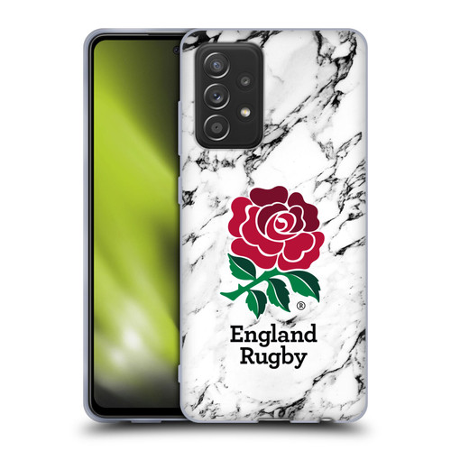 England Rugby Union Marble White Soft Gel Case for Samsung Galaxy A52 / A52s / 5G (2021)
