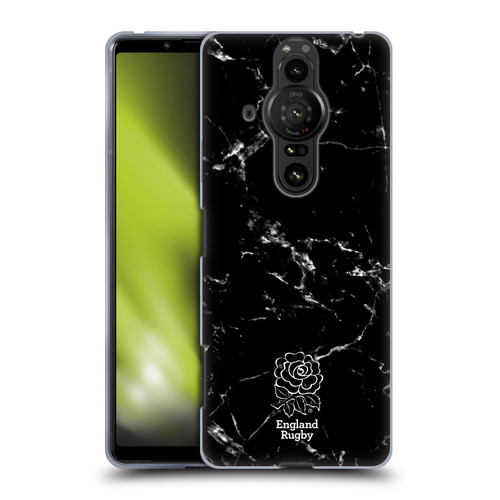 England Rugby Union Marble Black Soft Gel Case for Sony Xperia Pro-I