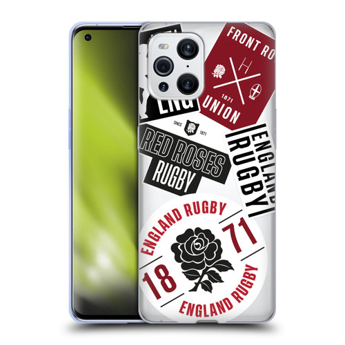 England Rugby Union RED ROSE Icons And Graphics Soft Gel Case for OPPO Find X3 / Pro