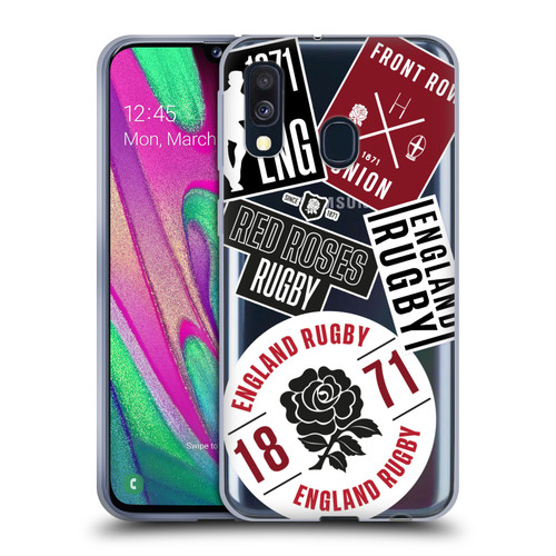 England Rugby Union RED ROSE Icons And Graphics Soft Gel Case for Samsung Galaxy A40 (2019)