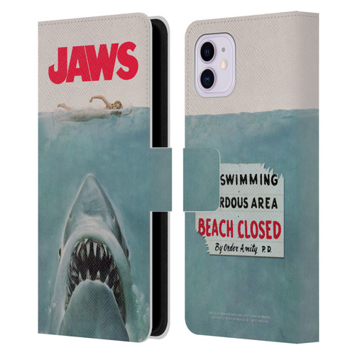 Jaws I Key Art Poster Leather Book Wallet Case Cover For Apple iPhone 11