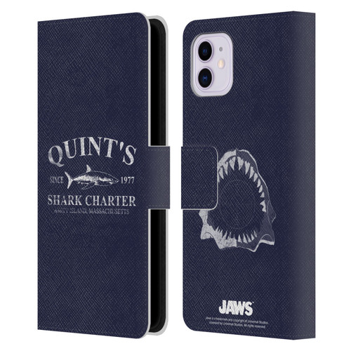 Jaws I Key Art Quint's Shark Charter Leather Book Wallet Case Cover For Apple iPhone 11