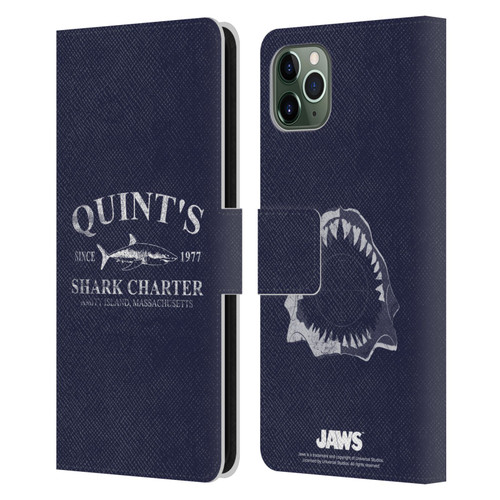 Jaws I Key Art Quint's Shark Charter Leather Book Wallet Case Cover For Apple iPhone 11 Pro Max