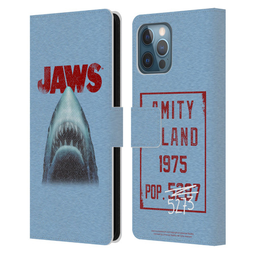 Jaws I Key Art Grunge Leather Book Wallet Case Cover For Apple iPhone 12 Pro Max