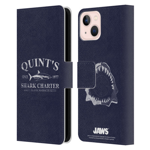 Jaws I Key Art Quint's Shark Charter Leather Book Wallet Case Cover For Apple iPhone 13