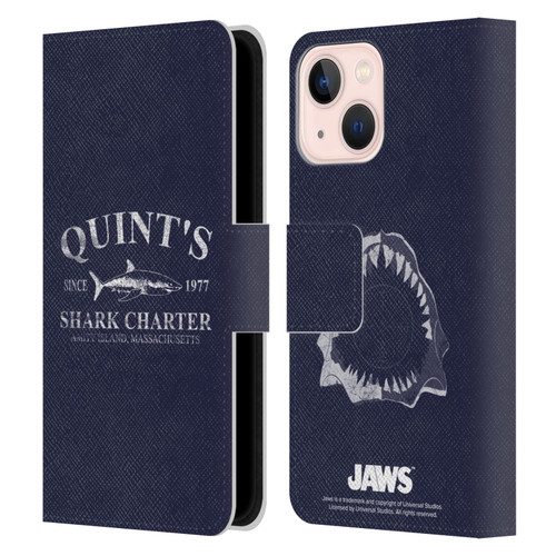 Jaws I Key Art Quint's Shark Charter Leather Book Wallet Case Cover For Apple iPhone 13 Mini