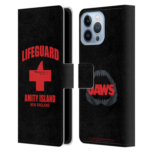 Jaws I Key Art Lifeguard Leather Book Wallet Case Cover For Apple iPhone 13 Pro Max