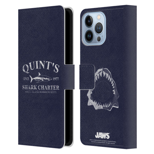 Jaws I Key Art Quint's Shark Charter Leather Book Wallet Case Cover For Apple iPhone 13 Pro Max