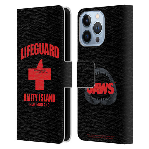 Jaws I Key Art Lifeguard Leather Book Wallet Case Cover For Apple iPhone 13 Pro