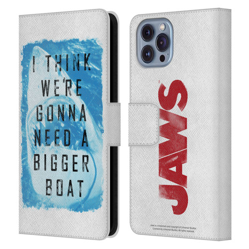 Jaws I Key Art Bigger Boat 2 Leather Book Wallet Case Cover For Apple iPhone 14