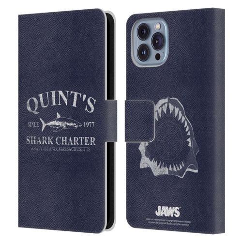 Jaws I Key Art Quint's Shark Charter Leather Book Wallet Case Cover For Apple iPhone 14