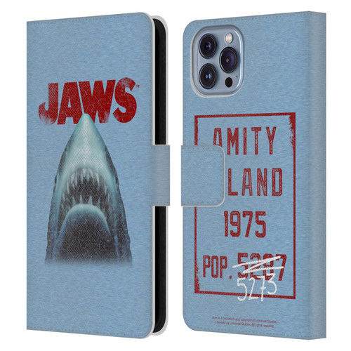 Jaws I Key Art Grunge Leather Book Wallet Case Cover For Apple iPhone 14