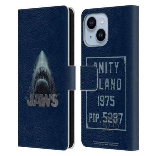 Jaws I Key Art Illustration Leather Book Wallet Case Cover For Apple iPhone 14 Plus