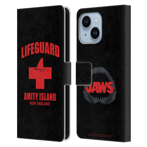 Jaws I Key Art Lifeguard Leather Book Wallet Case Cover For Apple iPhone 14 Plus