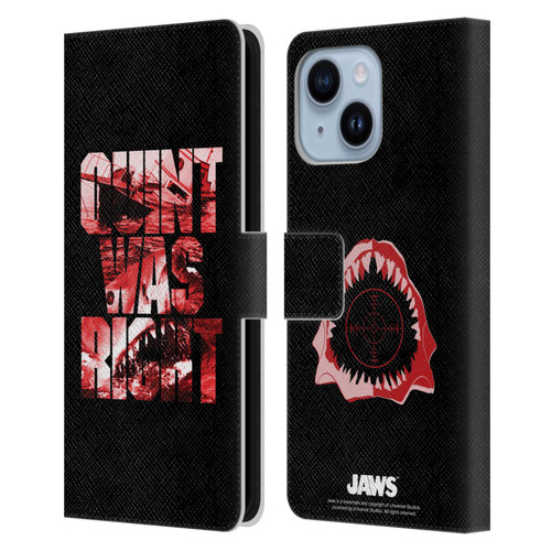 Jaws I Key Art Quint Was Right Leather Book Wallet Case Cover For Apple iPhone 14 Plus