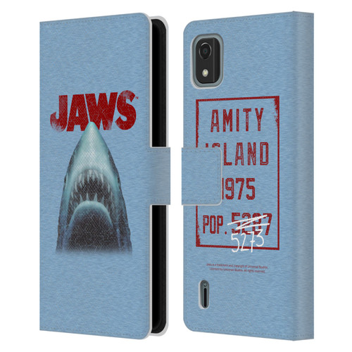 Jaws I Key Art Grunge Leather Book Wallet Case Cover For Nokia C2 2nd Edition